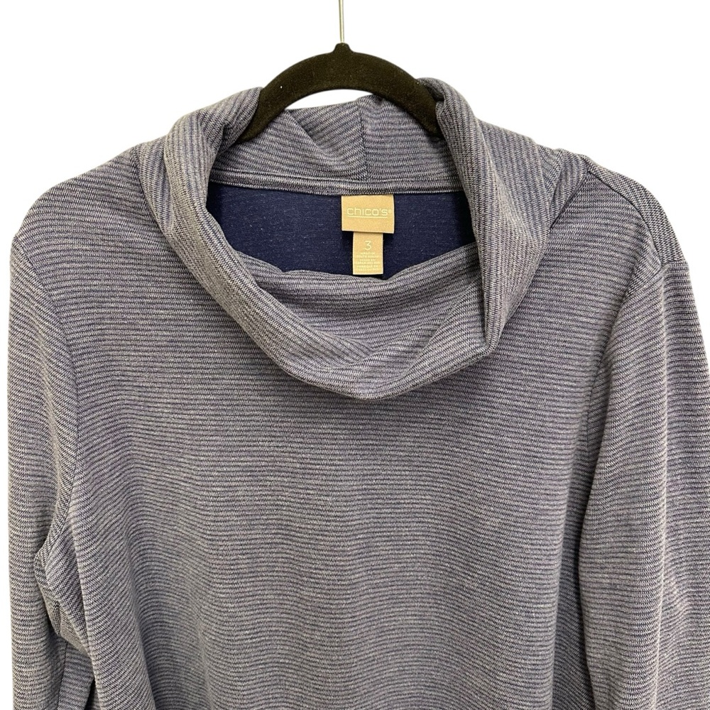 Chico’s super soft blue striped cowl neck pullover sweater Size XL - Picture 2 of 11
